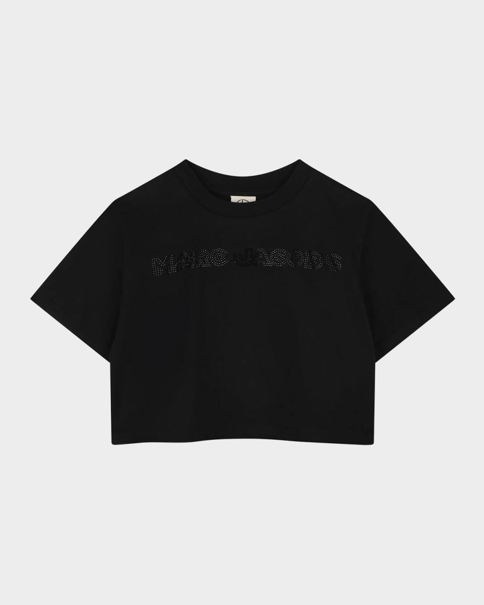 Kid's Rhinestone Logo Cotton Jersey T-Shirt, Size 2-4